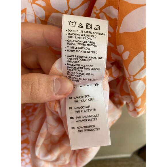 HB Mens Orange White Floral Short Sleeve Button-Up Shirt 2XL Cotton/Polyester - Picture 5 of 6
